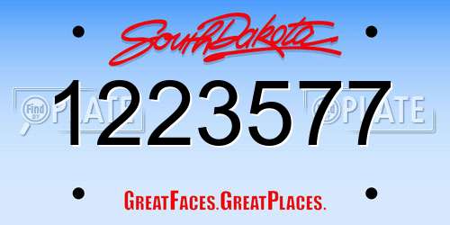 1223577 South Dakota License Plate