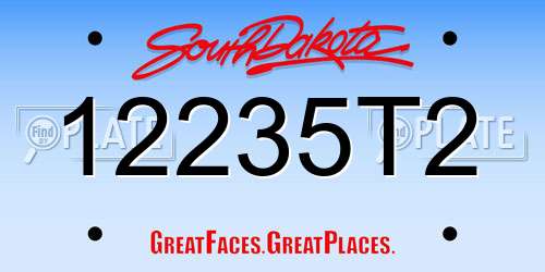 12235T2 South Dakota License Plate
