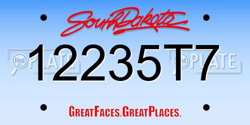 12235T7 South Dakota License Plate