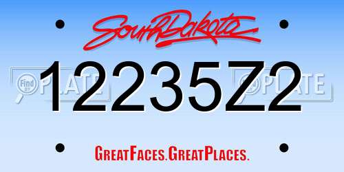 12235Z2 South Dakota License Plate