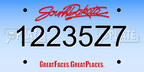 12235Z7 South Dakota License Plate