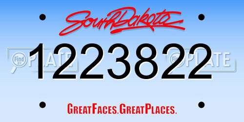 1223822 South Dakota License Plate