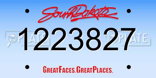 1223827 South Dakota License Plate
