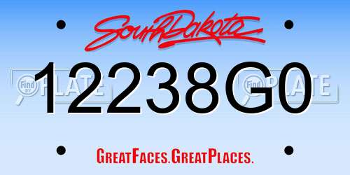 12238G0 South Dakota License Plate
