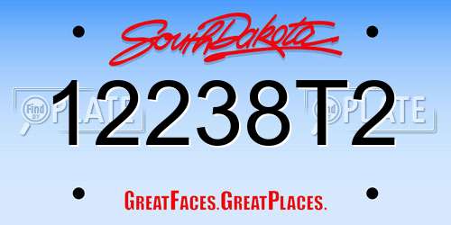 12238T2 South Dakota License Plate