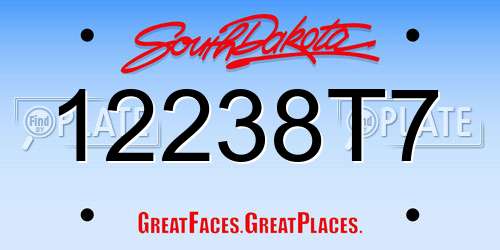 12238T7 South Dakota License Plate