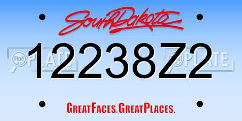 12238Z2 South Dakota License Plate