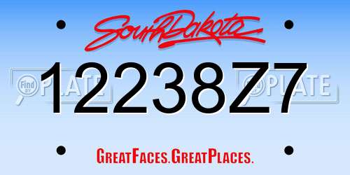 12238Z7 South Dakota License Plate