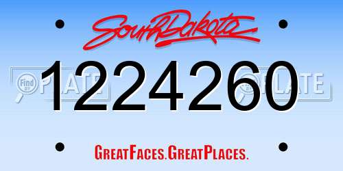 1224260 South Dakota License Plate
