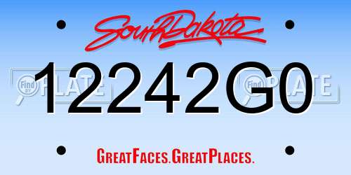 12242G0 South Dakota License Plate