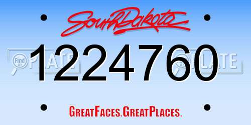 1224760 South Dakota License Plate