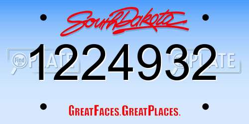 1224932 South Dakota License Plate