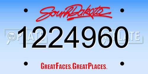 1224960 South Dakota License Plate