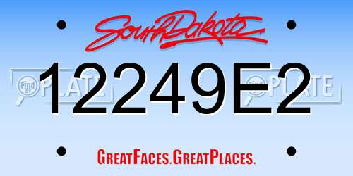 12249E2 South Dakota License Plate