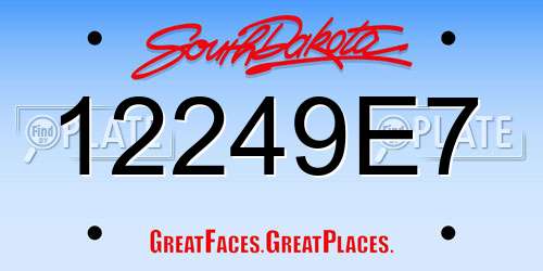 12249E7 South Dakota License Plate