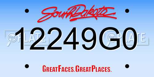 12249G0 South Dakota License Plate