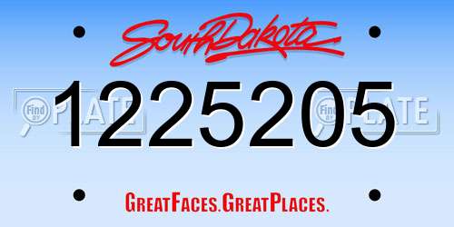 1225205 South Dakota License Plate