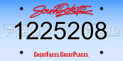 1225208 South Dakota License Plate