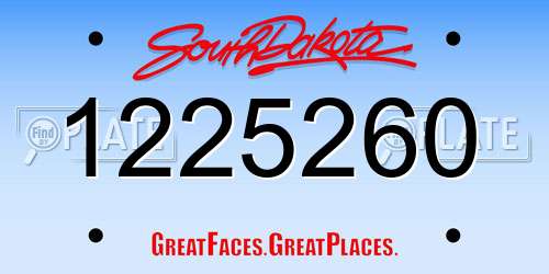 1225260 South Dakota License Plate