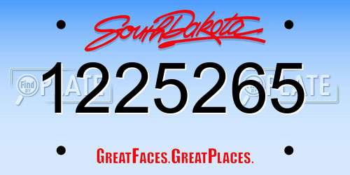1225265 South Dakota License Plate