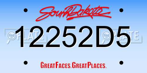 12252D5 South Dakota License Plate