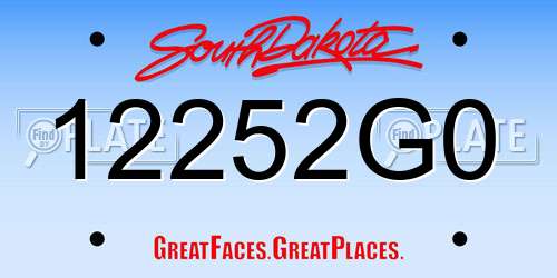 12252G0 South Dakota License Plate