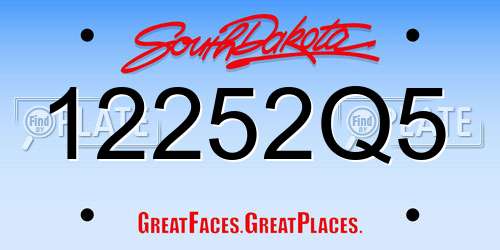 12252Q5 South Dakota License Plate