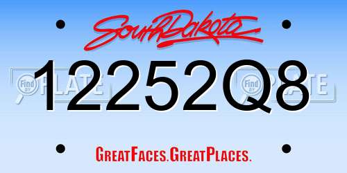 12252Q8 South Dakota License Plate