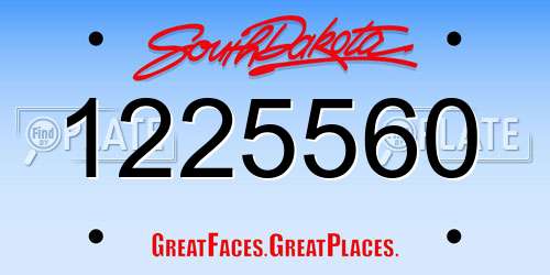 1225560 South Dakota License Plate