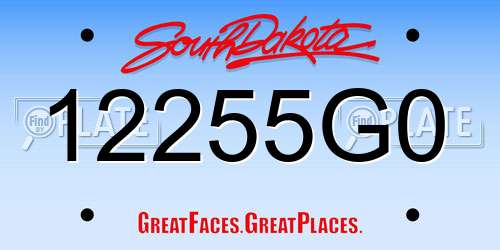 12255G0 South Dakota License Plate