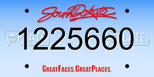 1225660 South Dakota License Plate