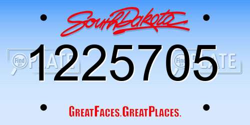 1225705 South Dakota License Plate