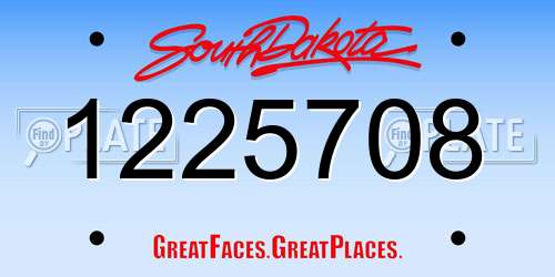 1225708 South Dakota License Plate