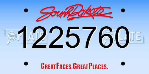 1225760 South Dakota License Plate
