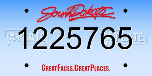 1225765 South Dakota License Plate