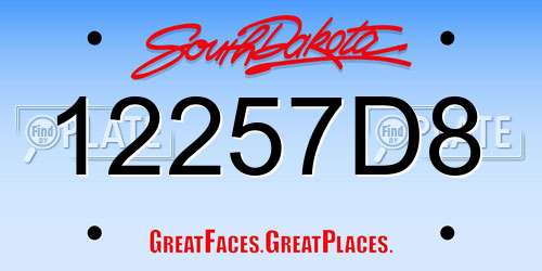 12257D8 South Dakota License Plate