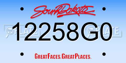 12258G0 South Dakota License Plate