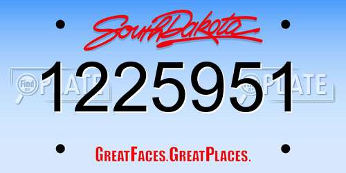 1225951 South Dakota License Plate