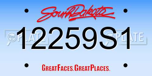 12259S1 South Dakota License Plate