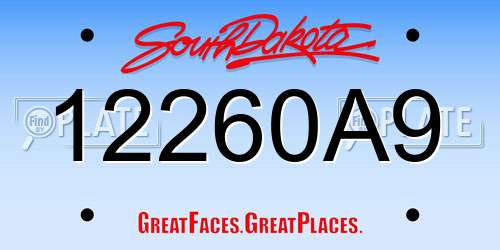 12260A9 South Dakota License Plate