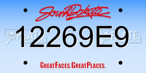 12269E9 South Dakota License Plate