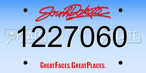 1227060 South Dakota License Plate