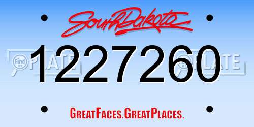 1227260 South Dakota License Plate