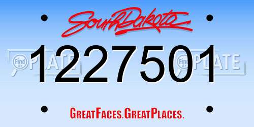 1227501 South Dakota License Plate