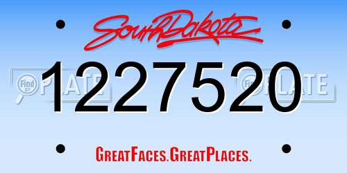 1227520 South Dakota License Plate