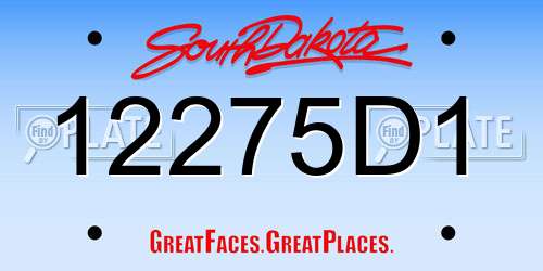 12275D1 South Dakota License Plate