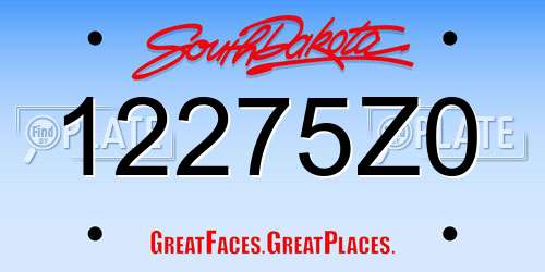 12275Z0 South Dakota License Plate