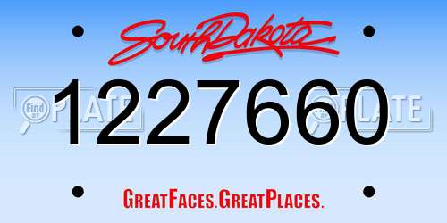 1227660 South Dakota License Plate