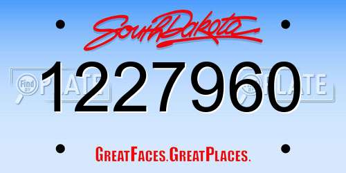 1227960 South Dakota License Plate