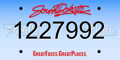 1227992 South Dakota License Plate